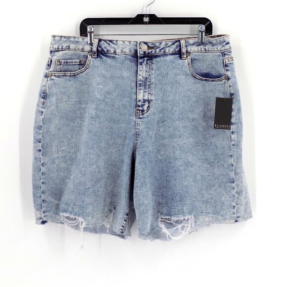 Eloquii Pants - Eloquii Denim High rise shorts size 16 Frayed Destroyed Raw hem light stone wash